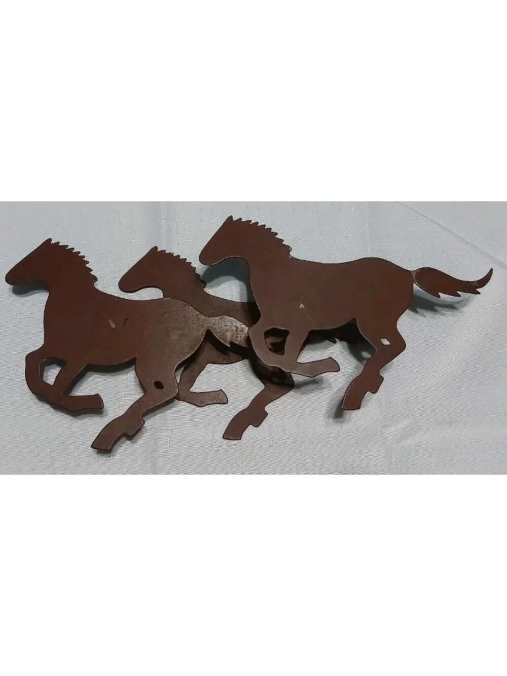 Horses Ponies Metal Silhouette Wall Hanging Plague Brown READ 15x6